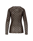 COSTER COPENHAGEN TOP EVE MESH O-NECK BROWN HEARTS