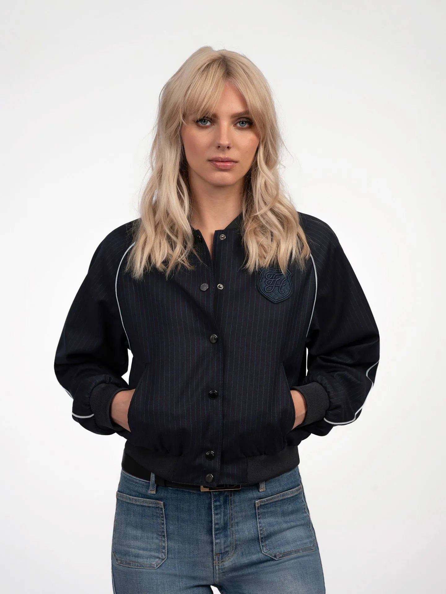 FIFTH HOUSE JAS LORY VARSITY JACKET STRIPE TWILIGHT BLUE