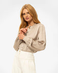 FIFTH HOUSE BLOUSE MARION SATIJN FEATHER GREY