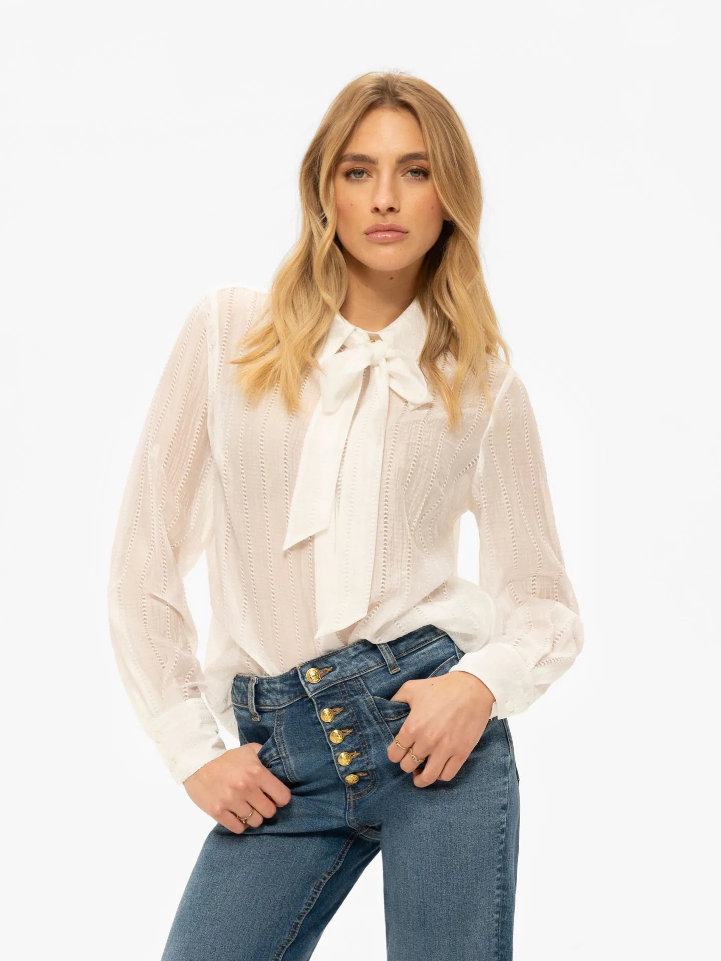 FIFTH HOUSE BLOUSE MYRA MET STRIKDETAIL TOFU