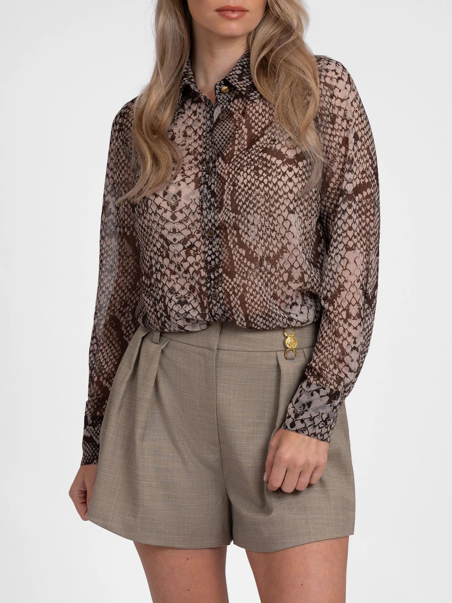 FIFTH HOUSE BLOUSE OLICIA SNAKE HUMMUS