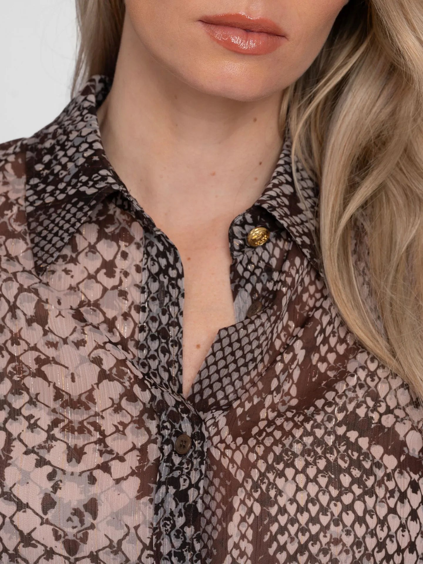 FIFTH HOUSE BLOUSE OLICIA SNAKE HUMMUS