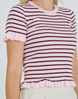 A-VIEW T-SHIRT FABI KNIT TOP BORDEAUX/ROSE