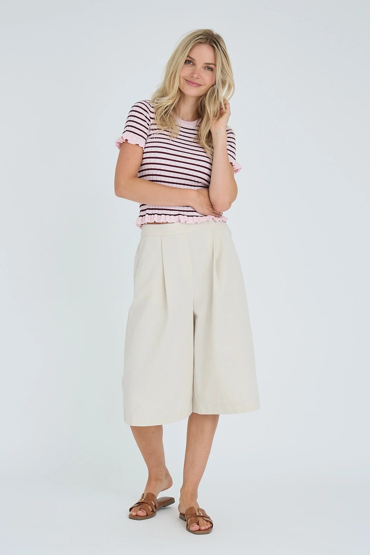 A-VIEW T-SHIRT FABI KNIT TOP BORDEAUX/ROSE