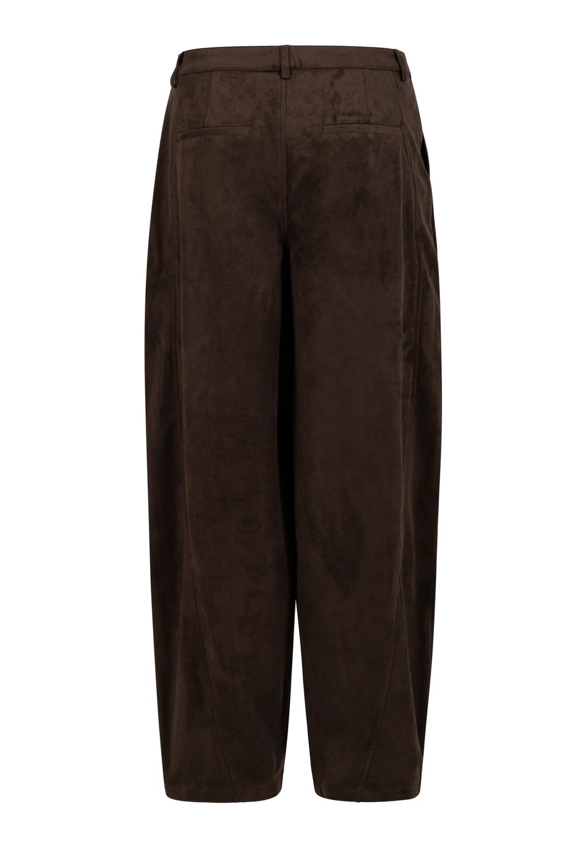 COSTER COPENHAGEN PANTS FAUX SUEDE WITH CUTLINE ANNA FIT DARK BROWN