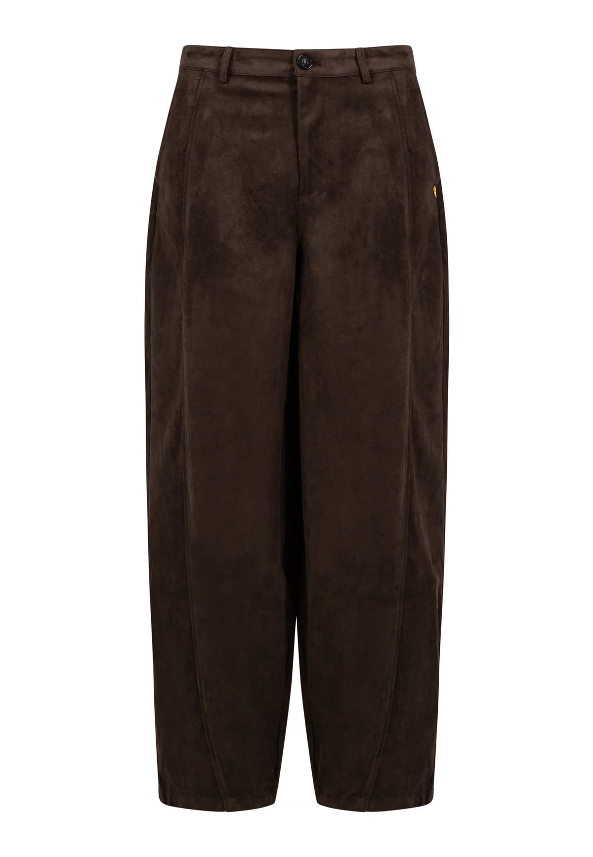 COSTER COPENHAGEN PANTS FAUX SUEDE WITH CUTLINE ANNA FIT DARK BROWN