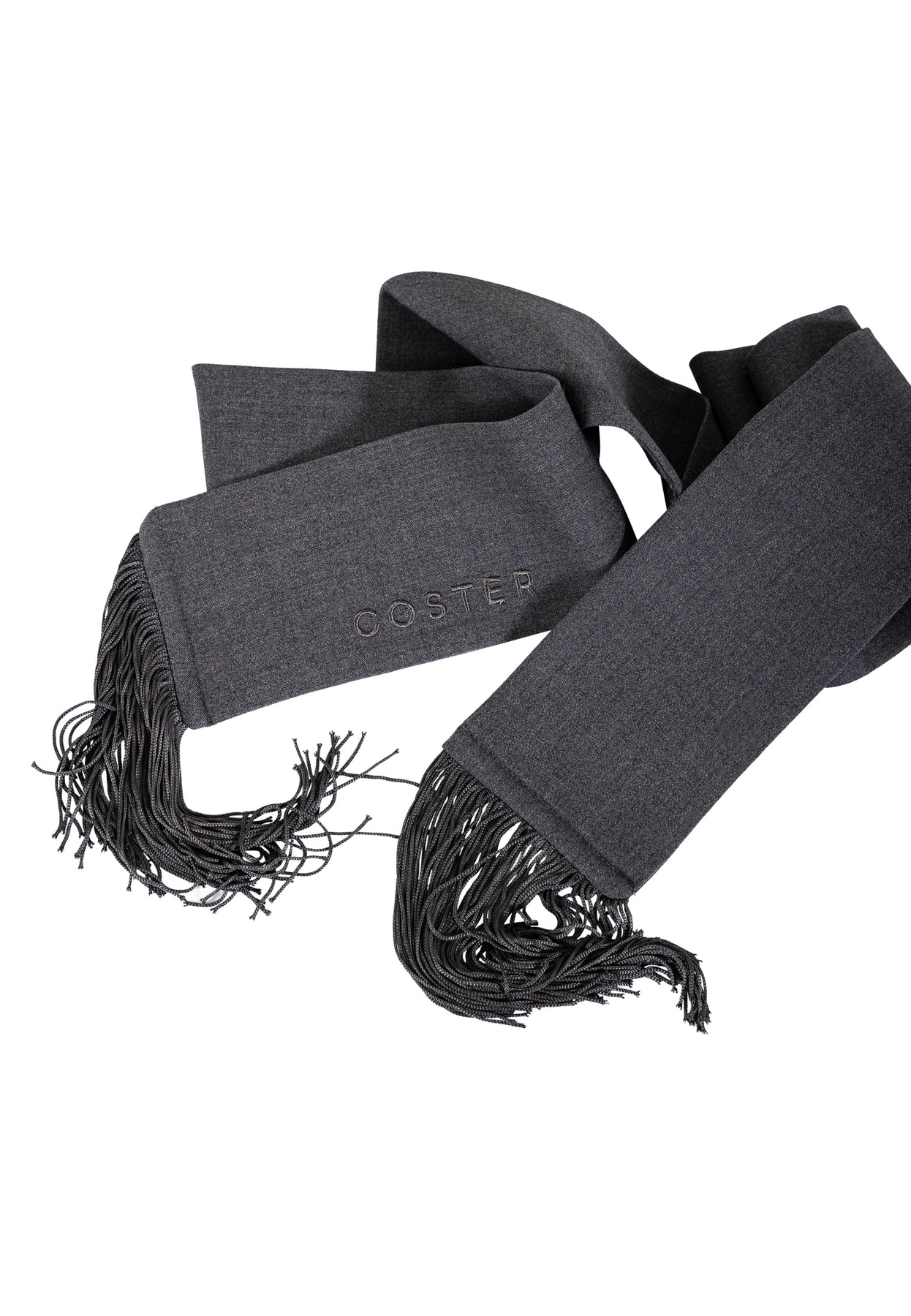 COSTER COPENHAGEN SJAAL FRINGE LONG SCARF ASPHALT GREY