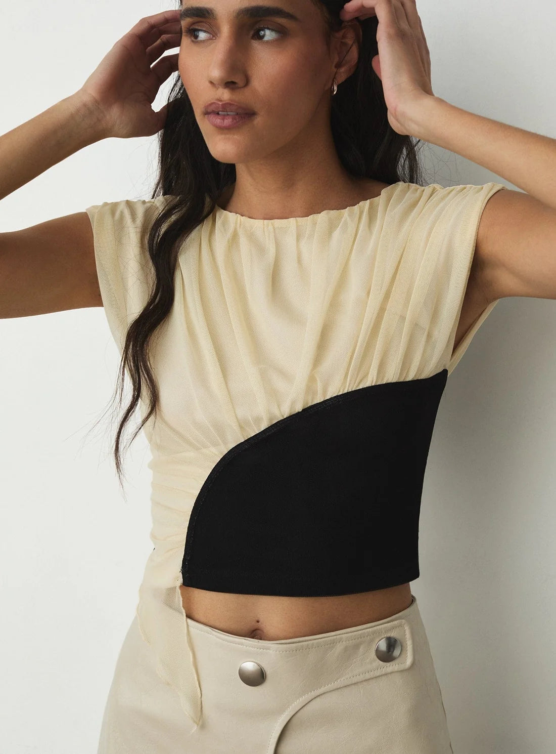 LAAGAM TOP GEMINI DRAPED ECRU