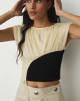 LAAGAM TOP GEMINI DRAPED ECRU