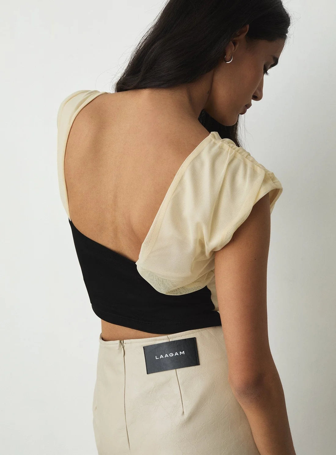 LAAGAM TOP GEMINI DRAPED ECRU