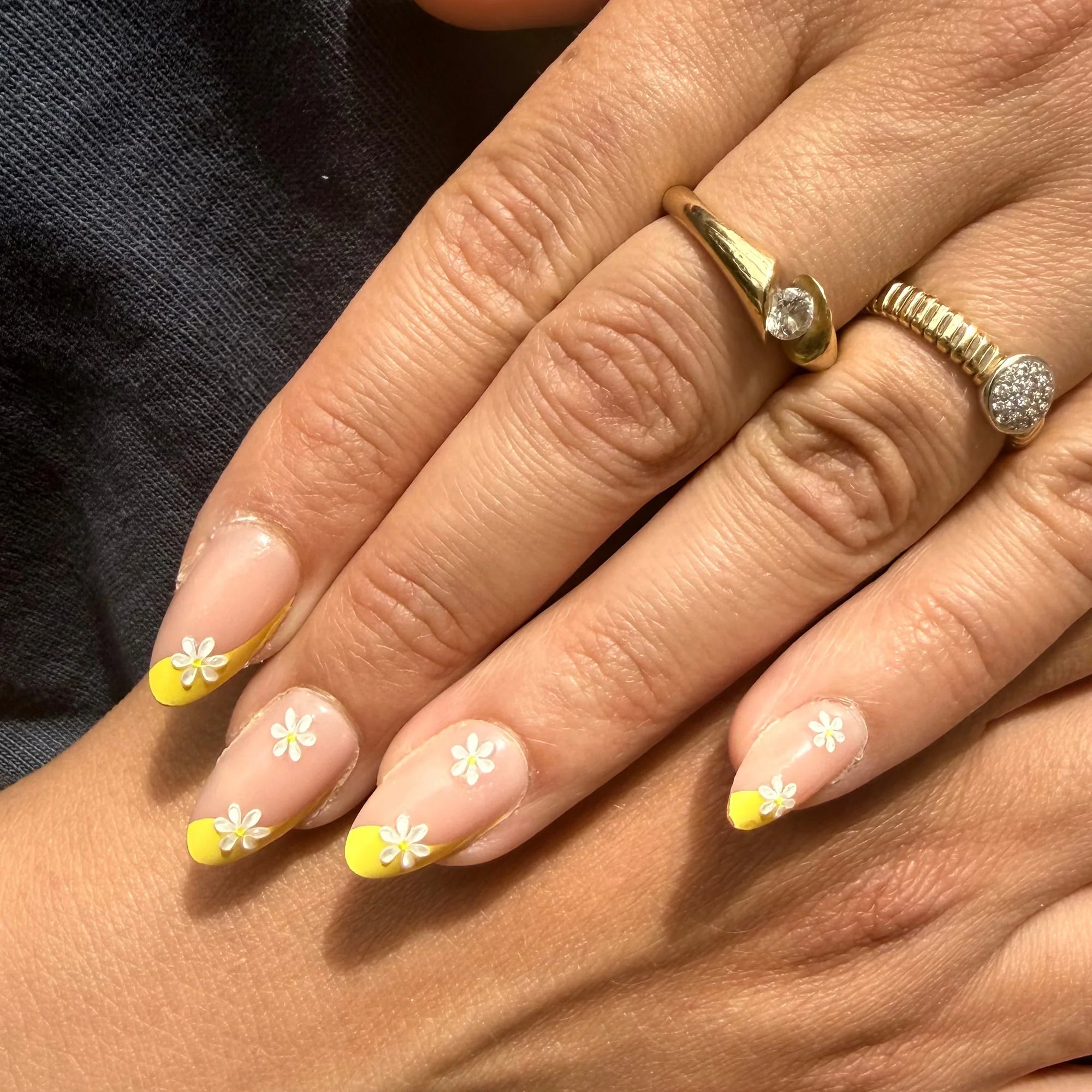 FREAKY NAILS GELNAGELS PRESS-ON GOLDEN DAISY YELLOW FLORAL ♥