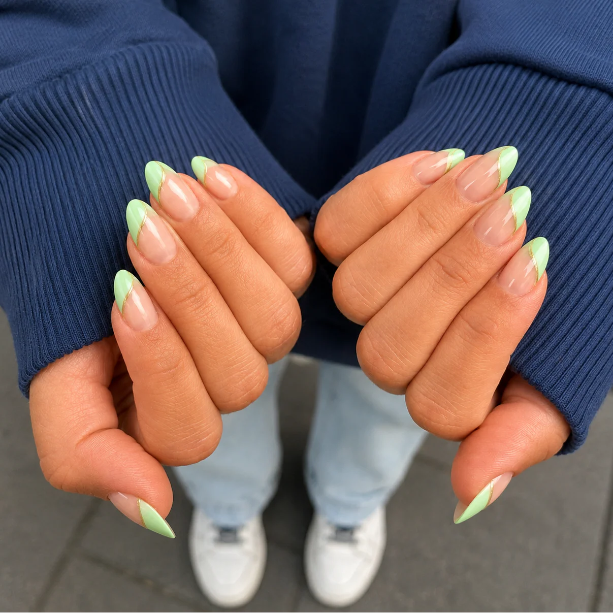 FREAKY NAILS GELNAGELS PRESS-ON MATCHA SWIRL ♥