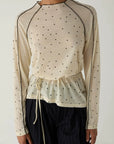 LAAGAM TOP HARPER POLKA DOT LONGSLEEVE T-SHIRT ECRU
