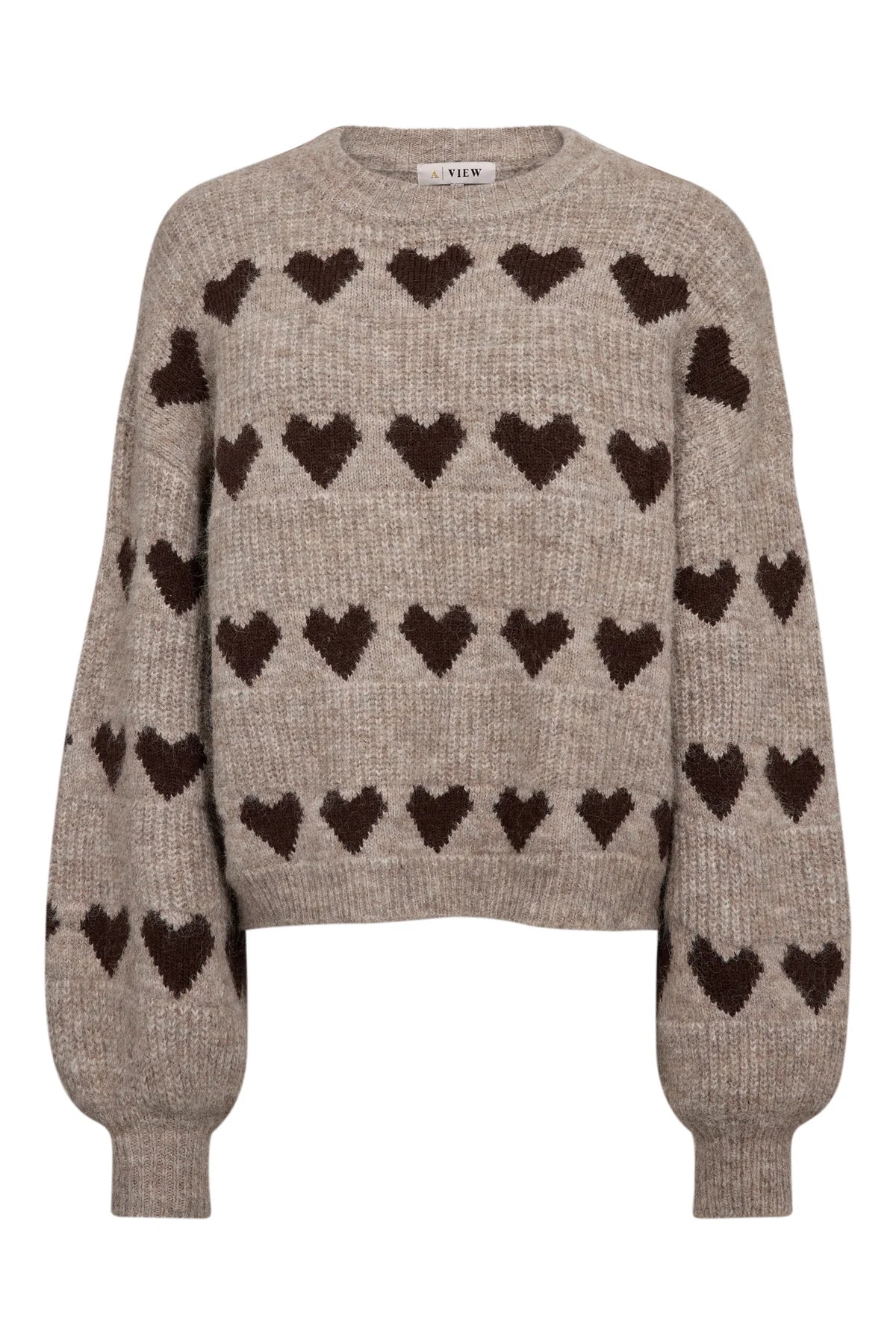 A-VIEW PULLOVER HEART KNIT SAND/BROWN