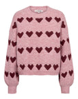 A-VIEW PULLOVER HEART KNIT BORDEAUX/ROSE