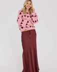 A-VIEW PULLOVER HEART KNIT BORDEAUX/ROSE