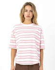COSTER COPENHAGEN T-SHIRT JERSEY RIB WHITE/ PINK STRIPE
