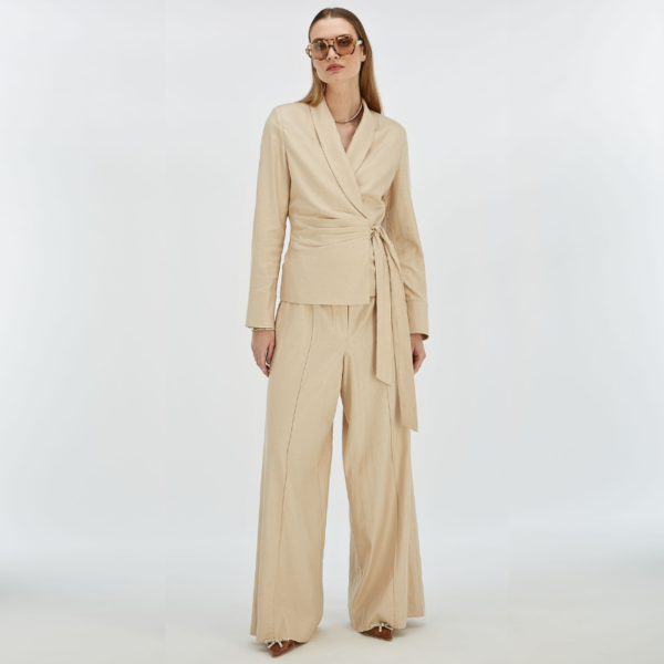 JOSH V PANTS ARIES MID RISE WIDE LEG LIGHT SAND