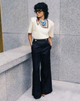 JOSH V PANTS JV-INDRA HIGH WAISTED WIDE LEG DARK BLUE CHAMBRAY