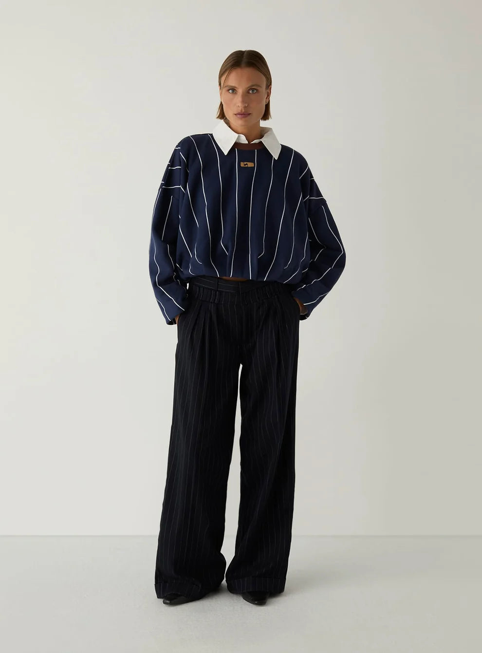 LAAGAM PANTS STELLA STRIPE NAVY BLUE