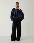 LAAGAM PANTS STELLA STRIPE NAVY BLUE