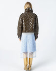 COSTER COPENHAGEN JACK SHORT PUFFER JACKET DARK BROWN
