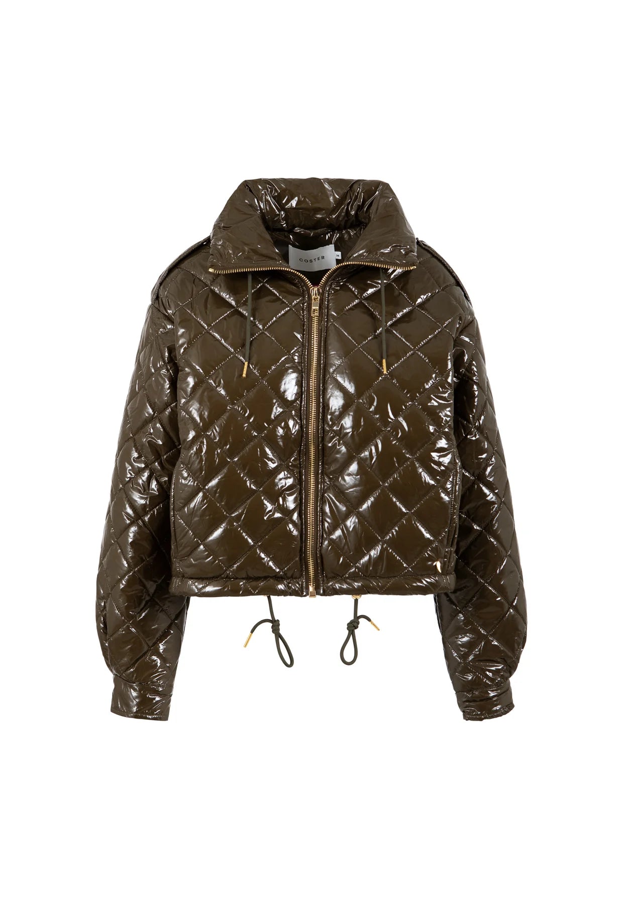 COSTER COPENHAGEN JACK SHORT PUFFER JACKET DARK BROWN