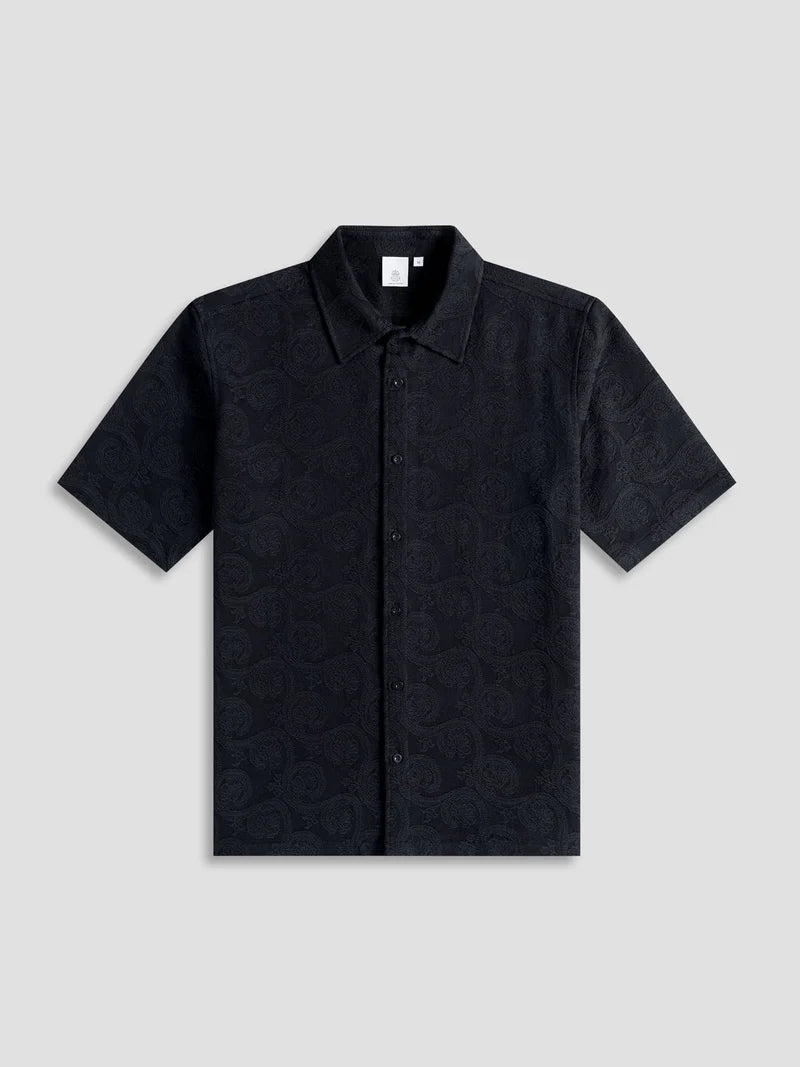 LAW OF THE SEA OVERHEMD SOLVIND JACQUARD SHIRT BLACK