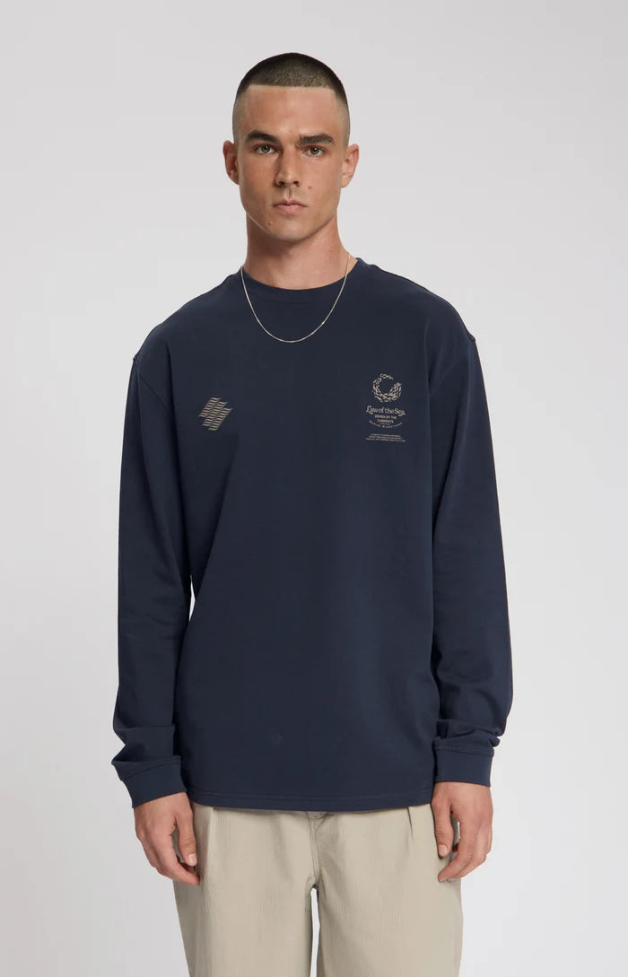 LAW OF THE SEA SWEATER MAZU LONGSLEEVE ARTWORK T-SHIRT MOOD INDIGO