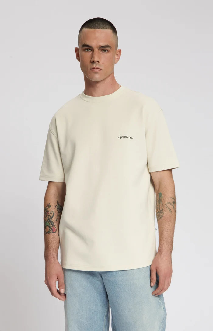LAW OF THE SEA T-SHIRT LIFE FLOW ARTWORK ALMOND MILK