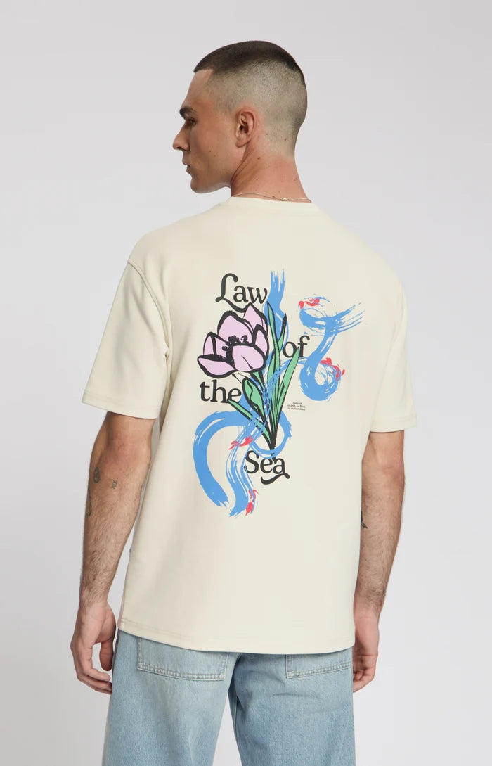 LAW OF THE SEA T-SHIRT LIFE FLOW ARTWORK ALMOND MILK