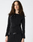 COSTER COPENHAGEN TOP LUREX BLOUSE BLACK/SILVER