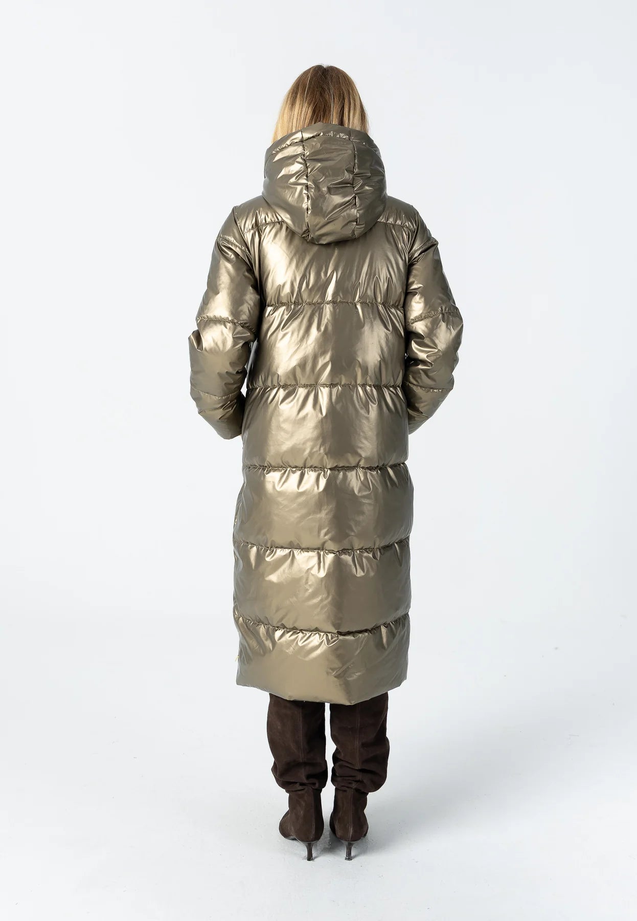 COSTER COPENHAGEN JACK LONG PUFFER JACKET METALLIC ARMY