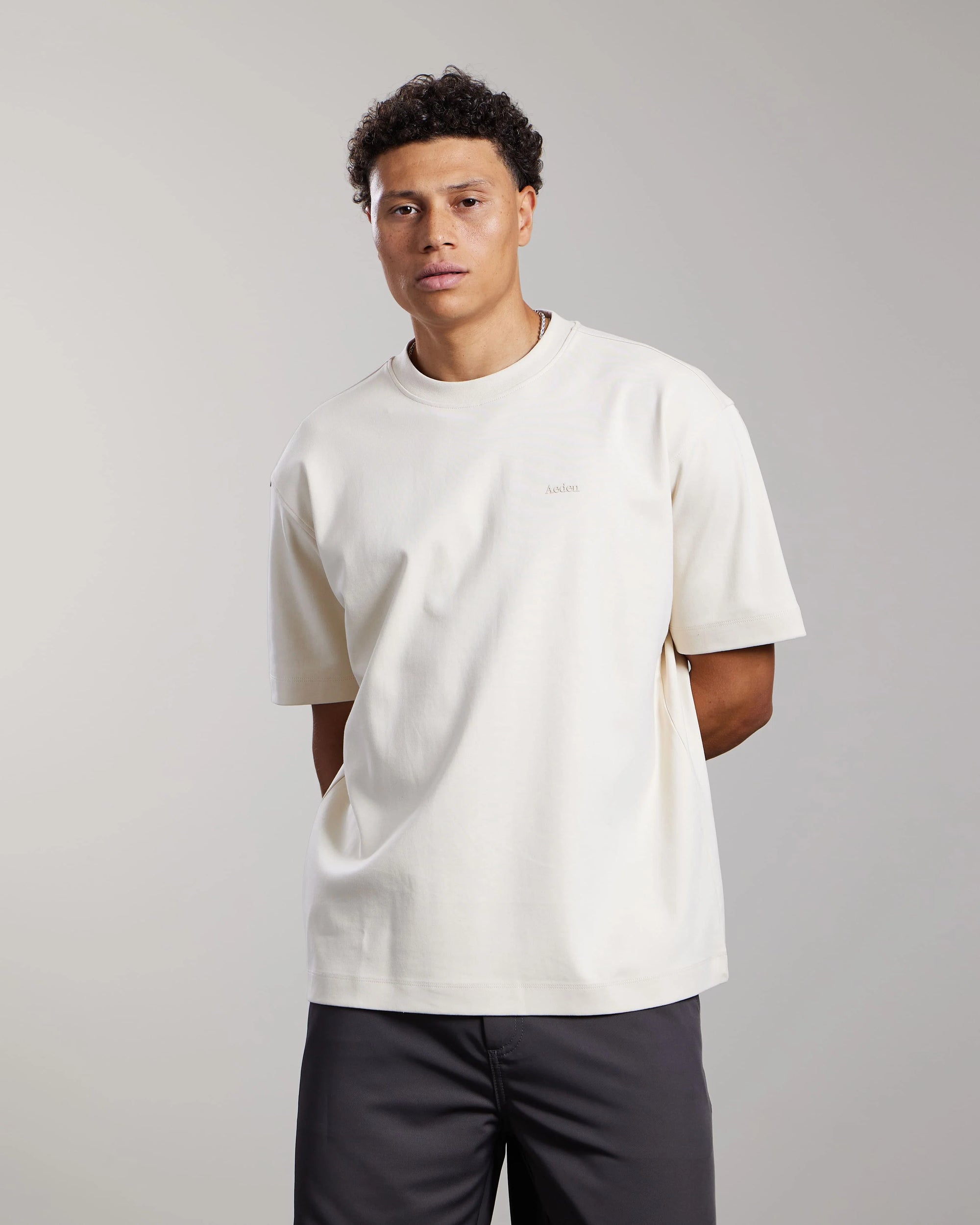 AEDEN T-SHIRT LUMA TEE WHITE CAP GREY