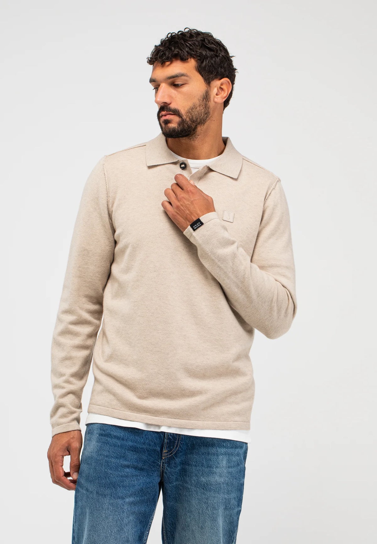 BUTCHER OF BLUE PULLOVER CLIFDEN POLO LIGHT SAND