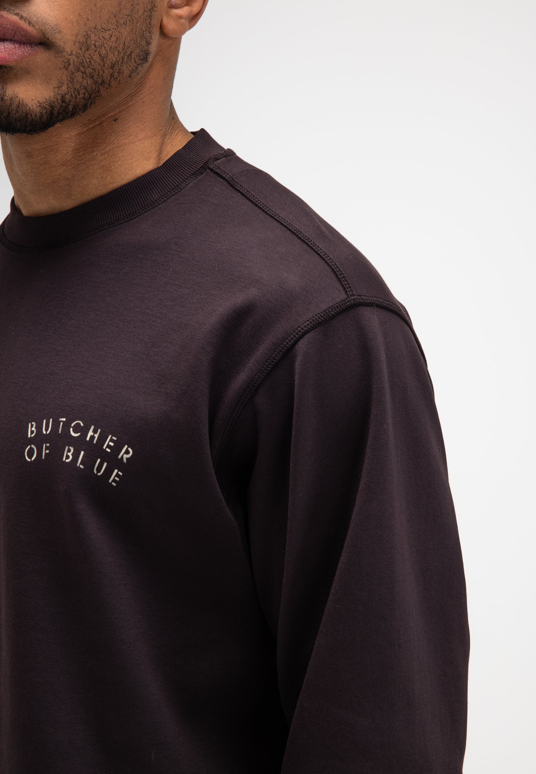 BUTCHER OF BLUE SWEATER MERCER LAYER TEE LS TOPAZ BROWN