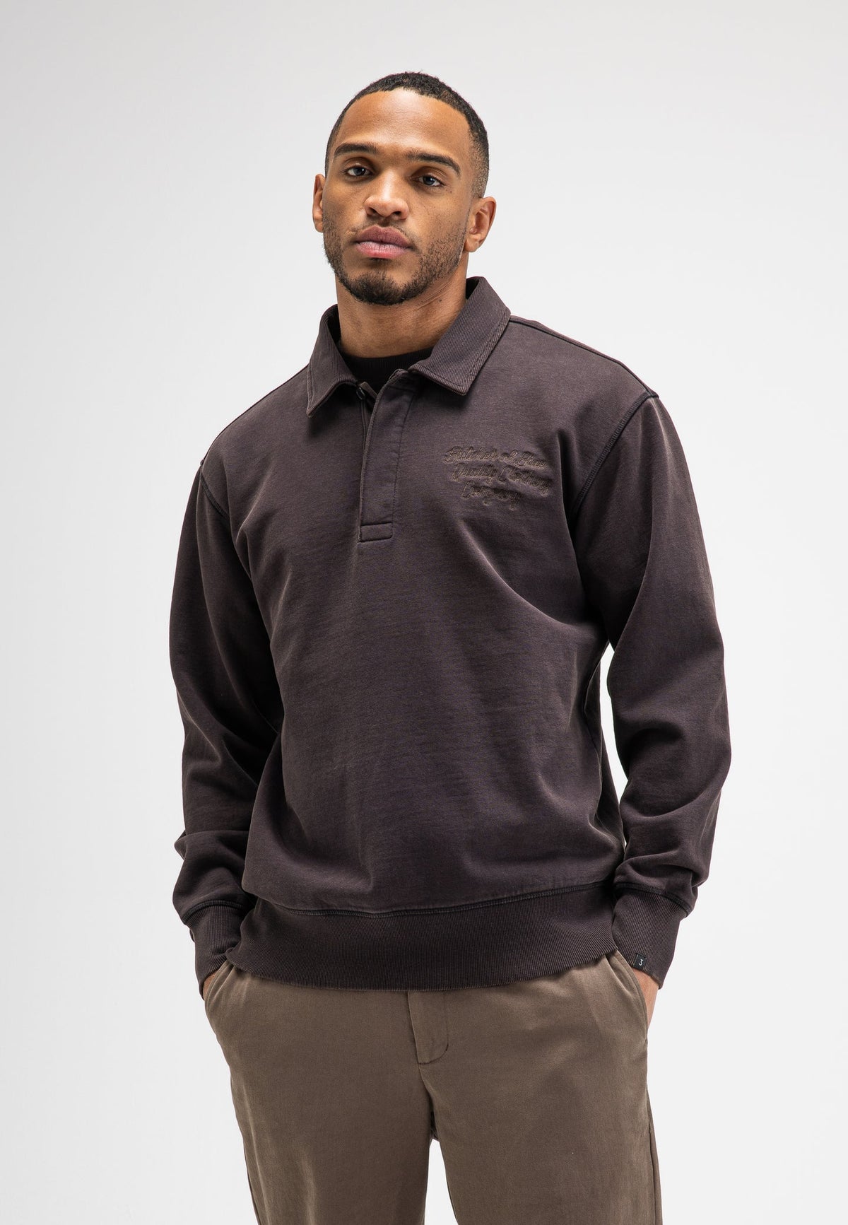 BUTCHER OF BLUE SWEATER CURL SWEAT POLO TOPAZ BROWN