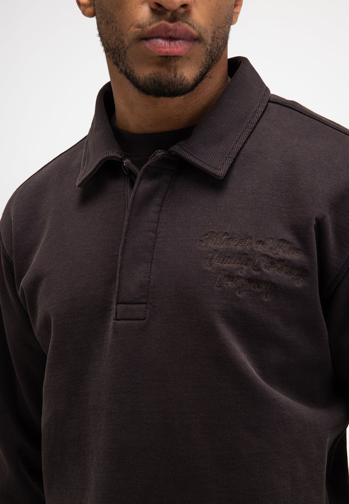 BUTCHER OF BLUE SWEATER CURL SWEAT POLO TOPAZ BROWN