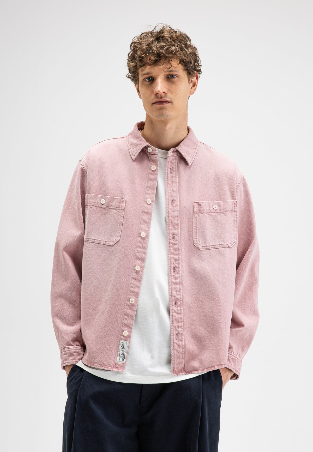 BUTCHER OF BLUE OVERHEMD BLAINE GARMENT DYE OVERSHIRT FLAMINGO PINK