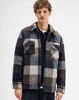 BUTCHER OF BLUE OVERSHIRT VANCE WOOL CHECK SHIRT CHESTNUT BROWN