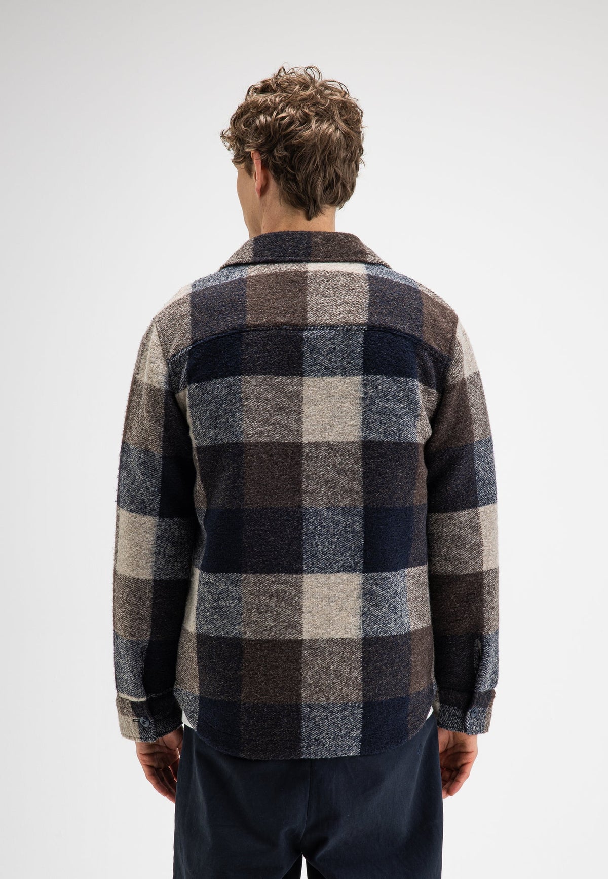 BUTCHER OF BLUE OVERSHIRT VANCE WOOL CHECK SHIRT CHESTNUT BROWN