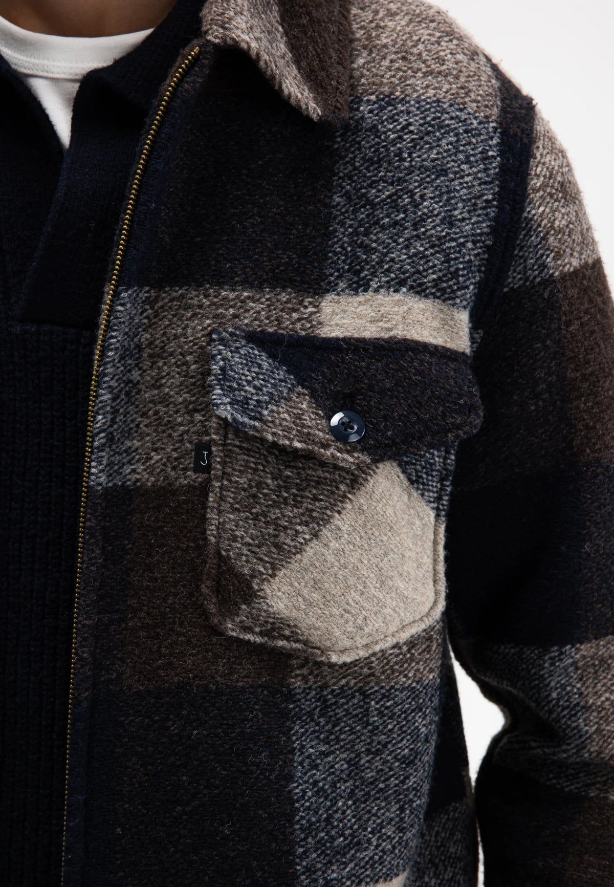 BUTCHER OF BLUE OVERSHIRT VANCE WOOL CHECK SHIRT CHESTNUT BROWN
