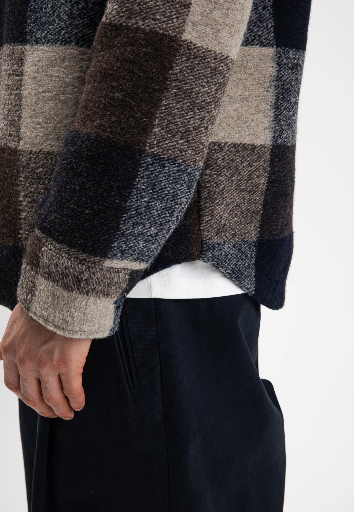 BUTCHER OF BLUE OVERSHIRT VANCE WOOL CHECK SHIRT CHESTNUT BROWN