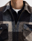 BUTCHER OF BLUE OVERSHIRT VANCE WOOL CHECK SHIRT CHESTNUT BROWN