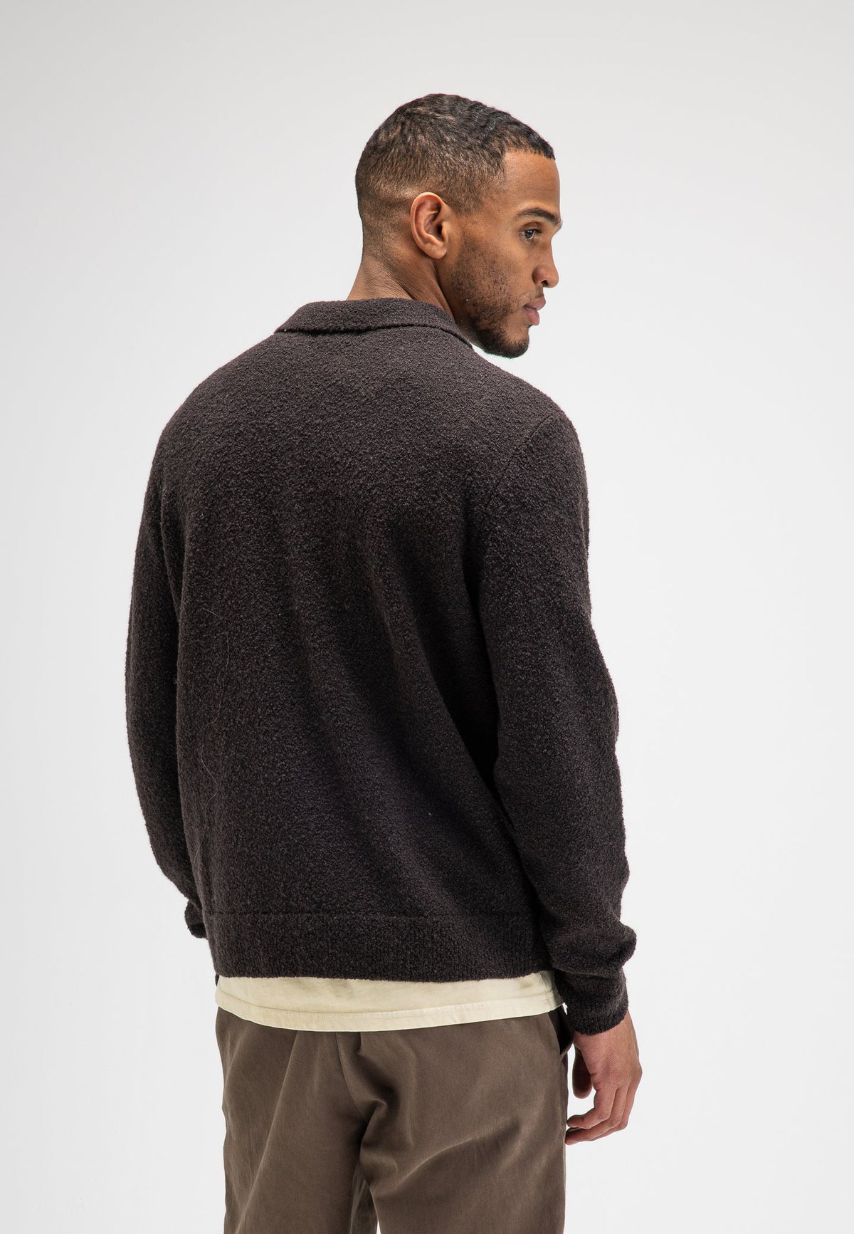 BUTCHER OF BLUE PULLOVER NASH BOUCLE POLO TOPAZ BROWN