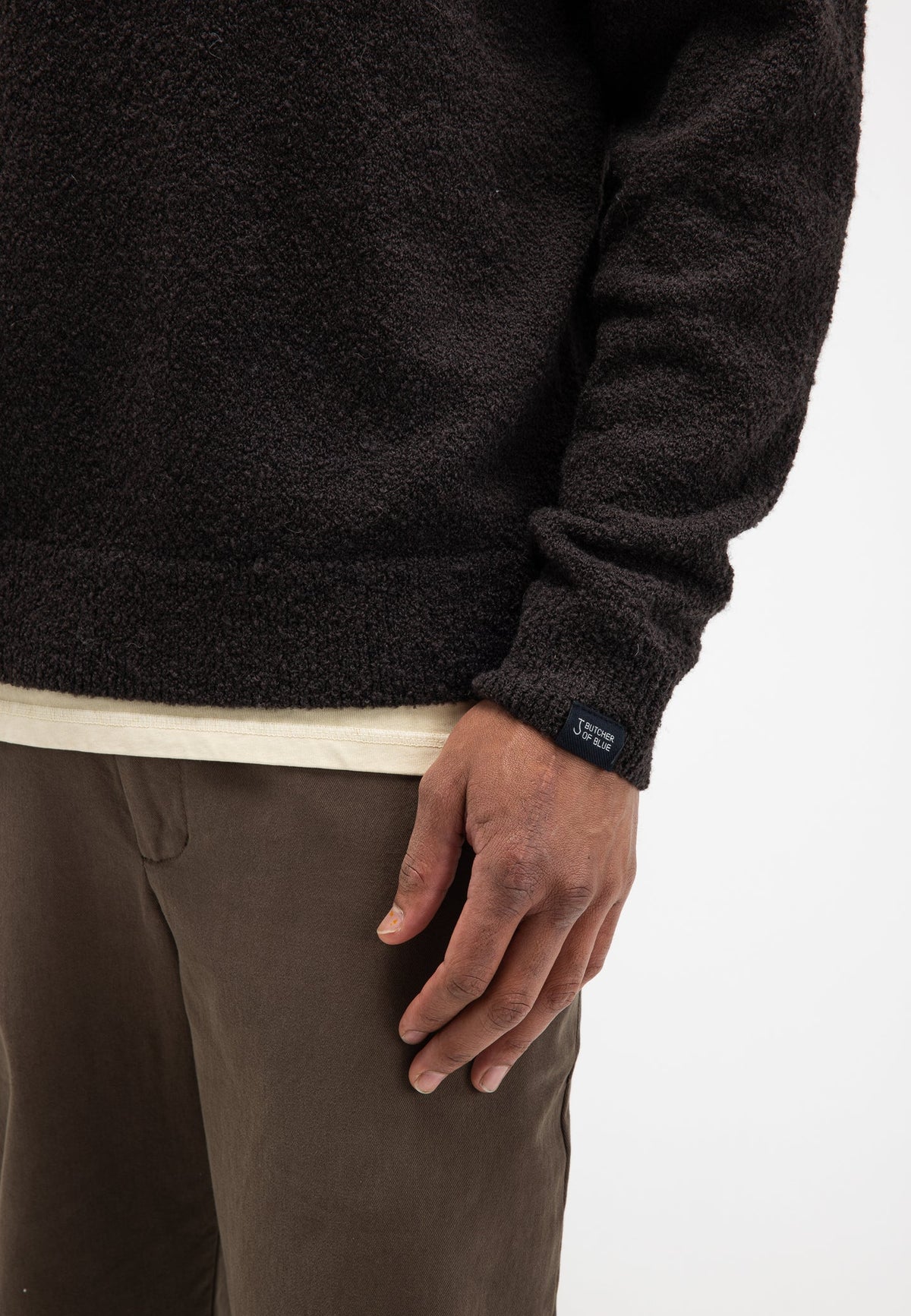 BUTCHER OF BLUE PULLOVER NASH BOUCLE POLO TOPAZ BROWN