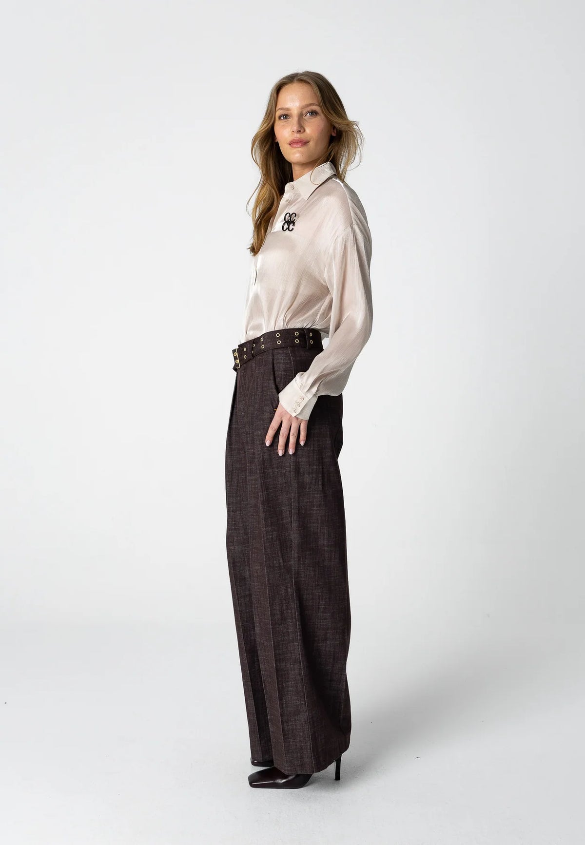 COSTER COPENHAGEN BLOUSE METALLIC SHIRT LIGHT BEIGE SHIMMER