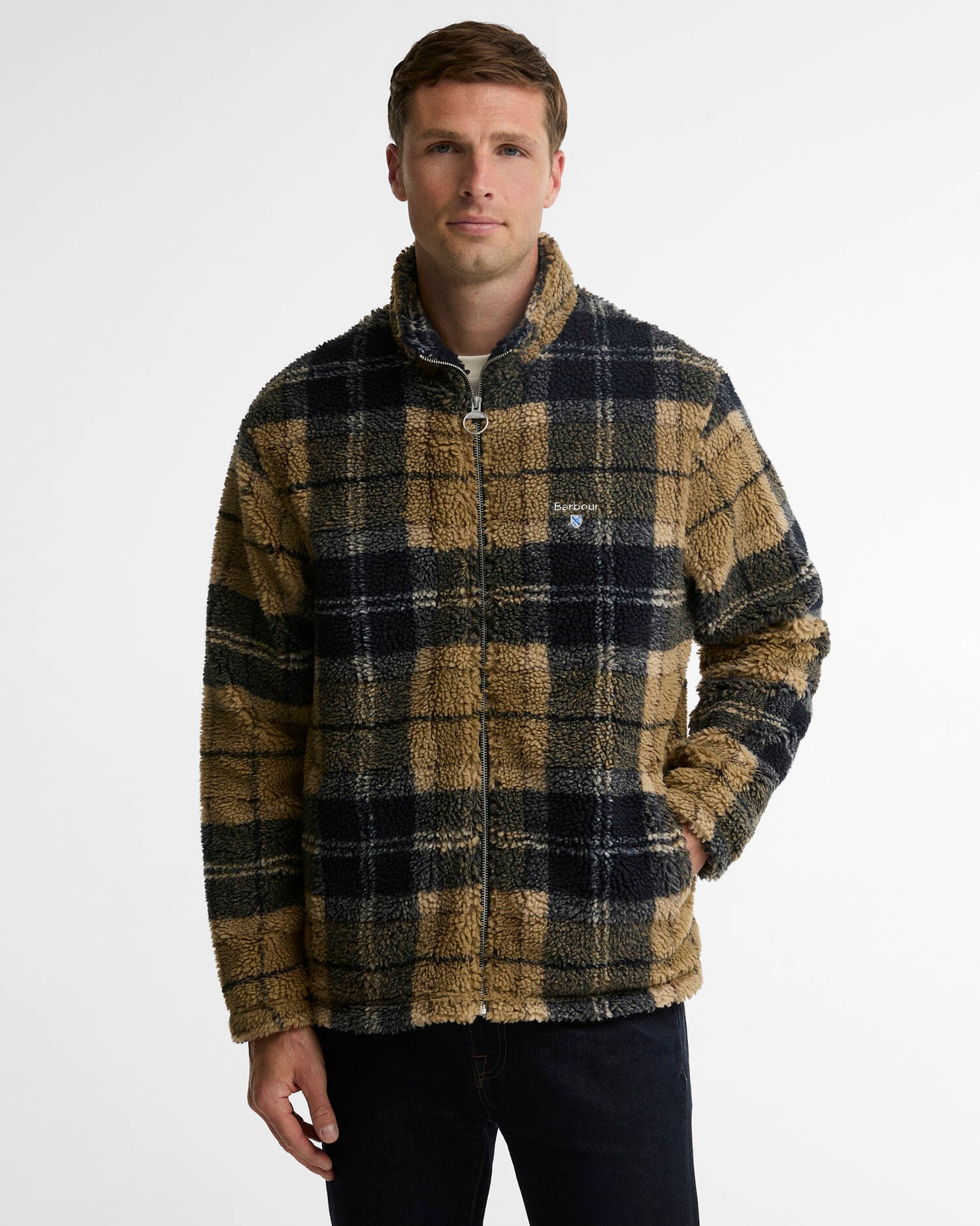 BARBOUR JACK TARTAN SHERPA FLEECE CHECK BIRCHWOOD