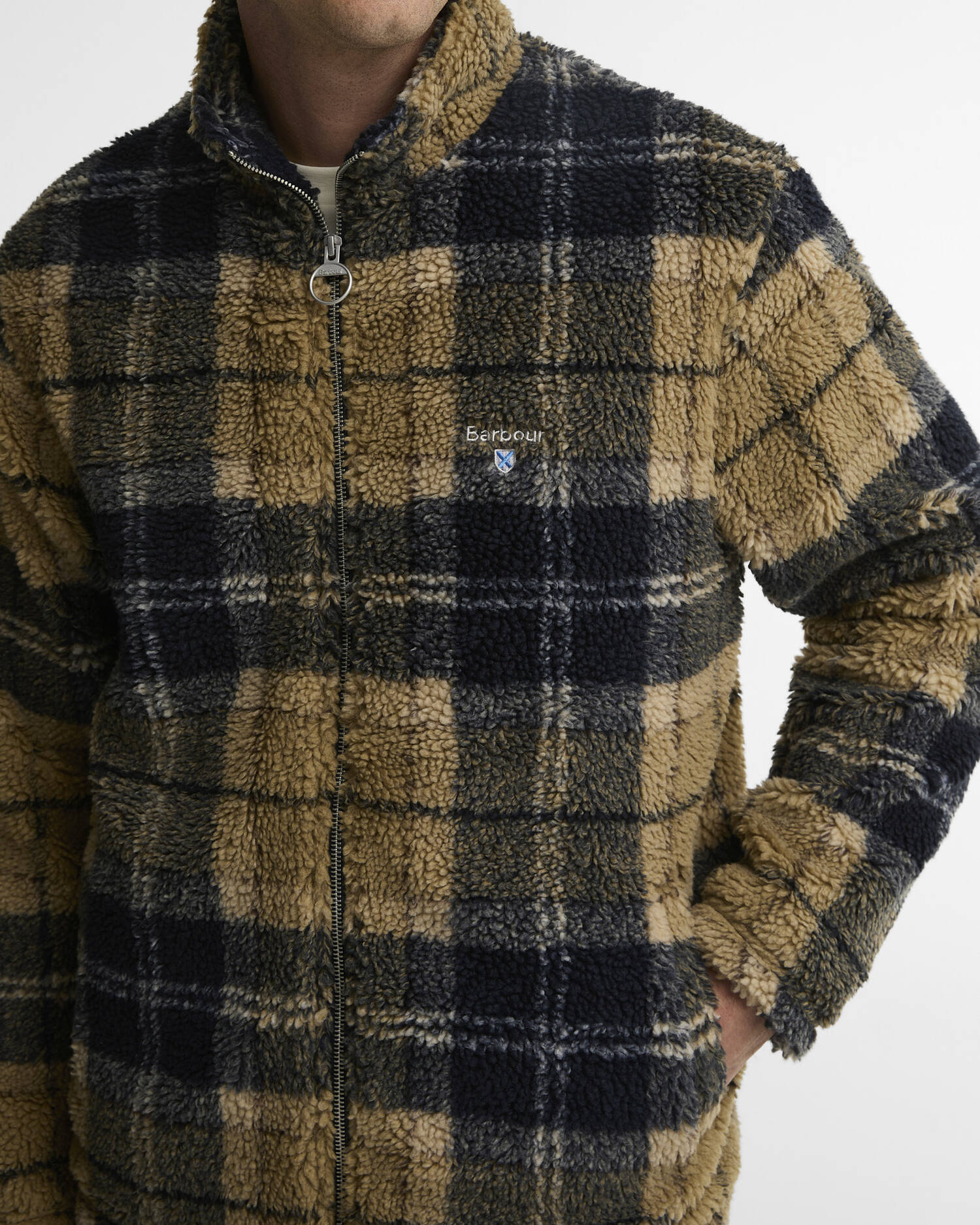 BARBOUR JACK TARTAN SHERPA FLEECE CHECK BIRCHWOOD