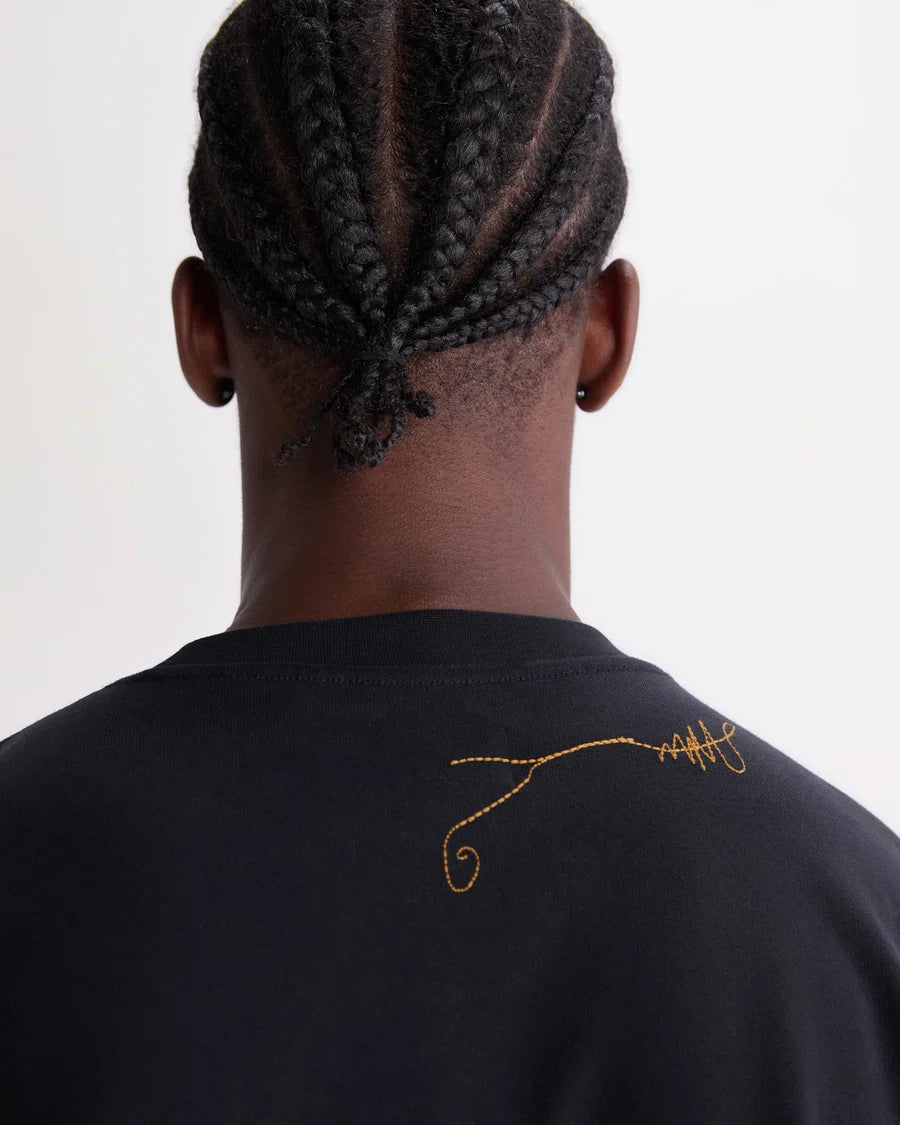 WAX LONDON T-SHIRT MILTON SS TEE TRAILING LOGO NAVY/GOLD